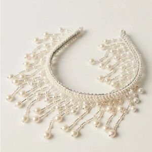 Free People Curried Myrrh Margot Fringe Pearl Headband